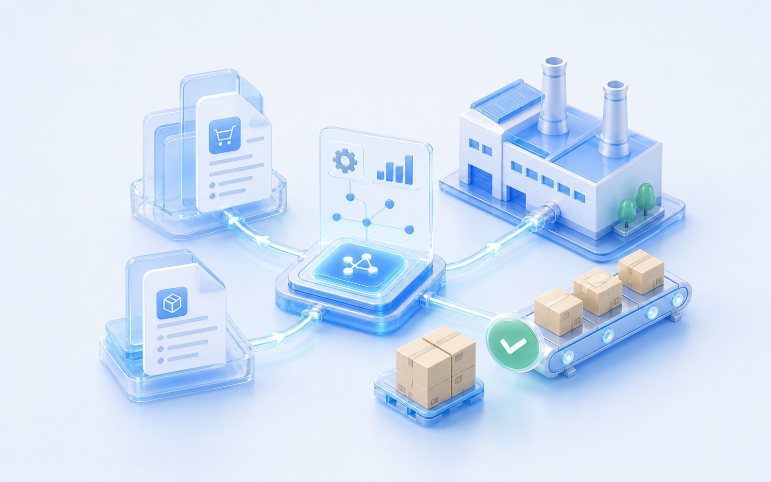 製造業の受発注業務をAIで自動化するイメージ