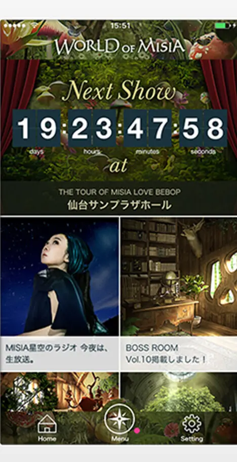 WORLD OF MISIAのアプリ画面