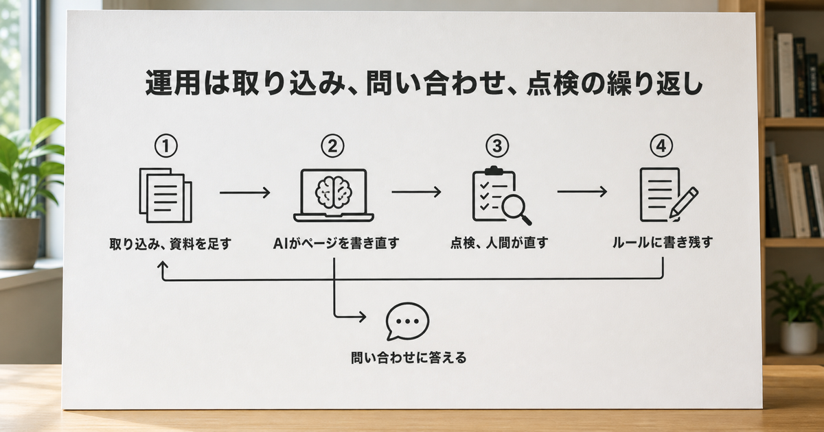 運用は取り込み・問い合わせ・点検の3つの操作だけの図解